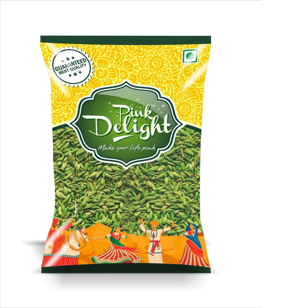 Pink Delight Premium Cooking Saunf | Fennel Seeds | Naturally Green | Mota Dana | 200 Gm Pack (Pack Of 2)