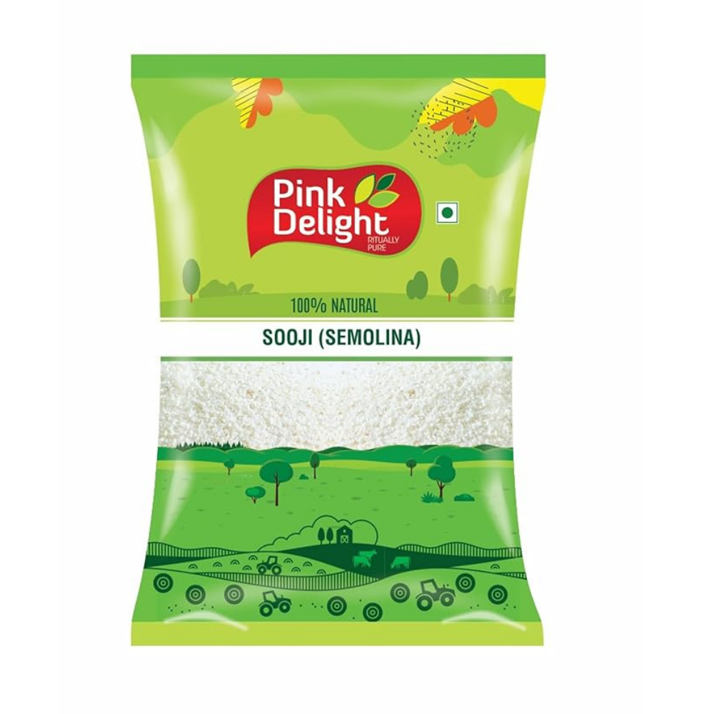Pink Delight Premium Roasted Sooji (Semolina) | Rawa | Perfect for Making Idli | For Healty and Tasty Breakfast | 1kg