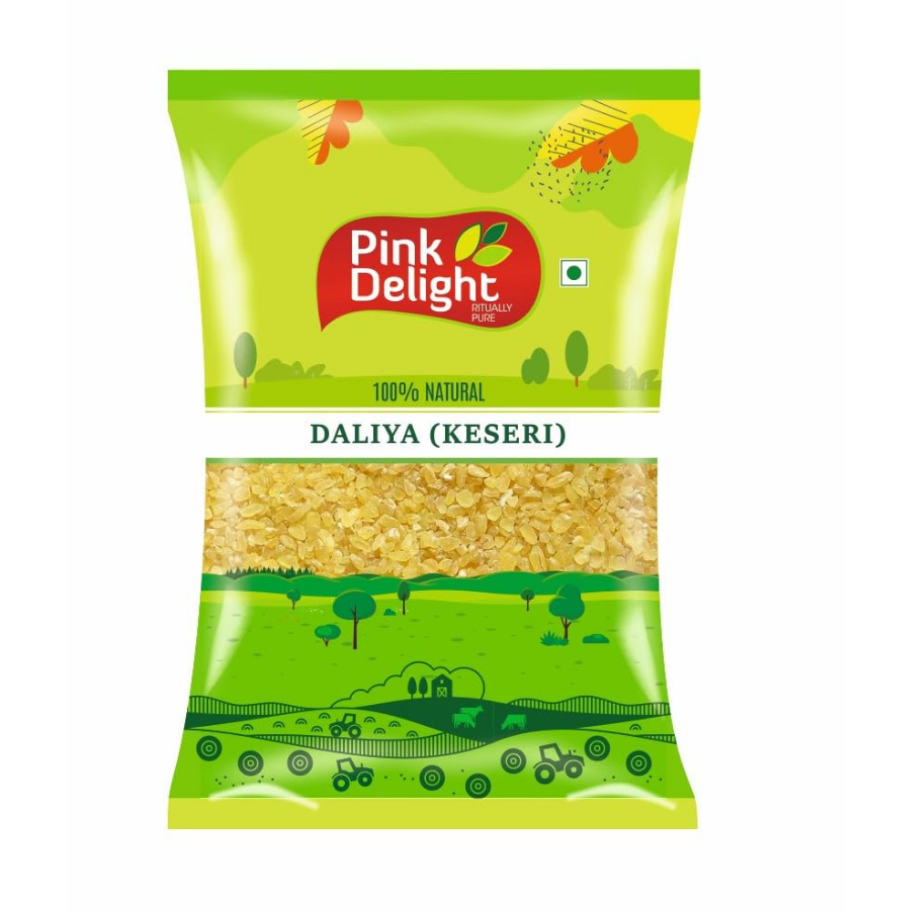 Pink Delight Roasted Kesari Daliya | Broken Wheat | Crushed Wheat Healthy and Nutritious Breakfast | 1kg