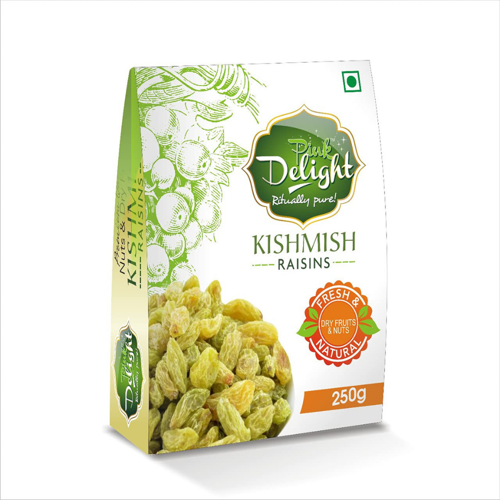 Pink Delight Premium Seedless Green Raisins 250g | Premium Kishmish/Kismis | Nutritious | Rich in Iron & Vitamin B
