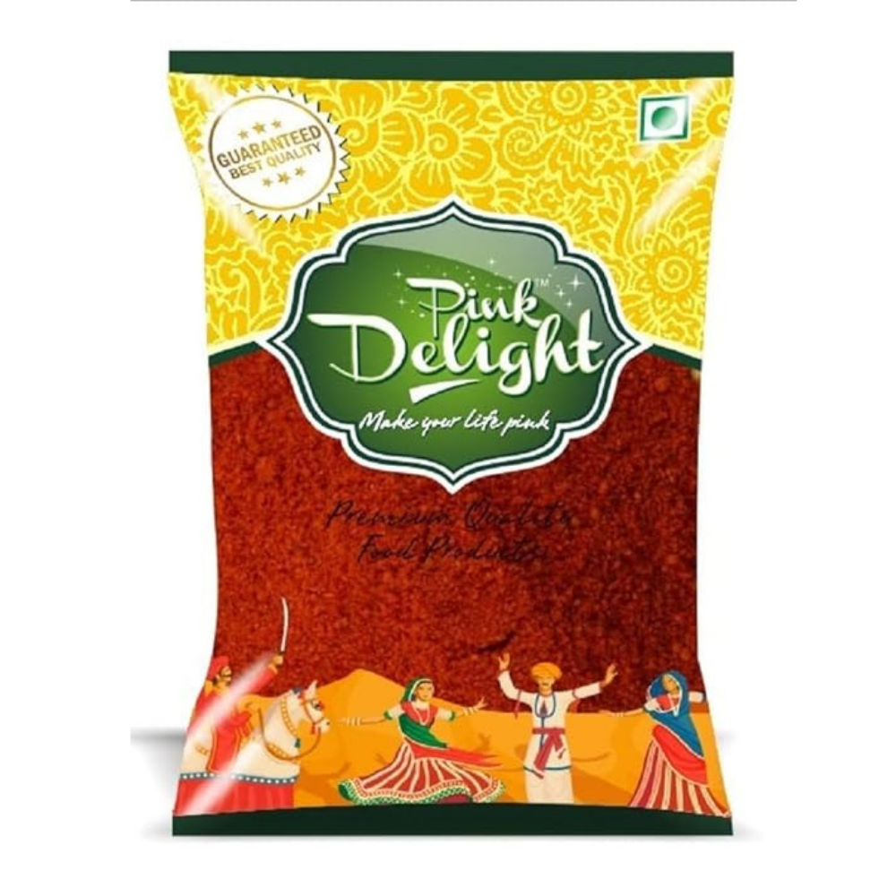 Pink Delight Premium Rajasthani Red Chilli Powder | Lal Mirch Powder | No Preservatives | No Artificial Color | No Artificial Flavors | 500g