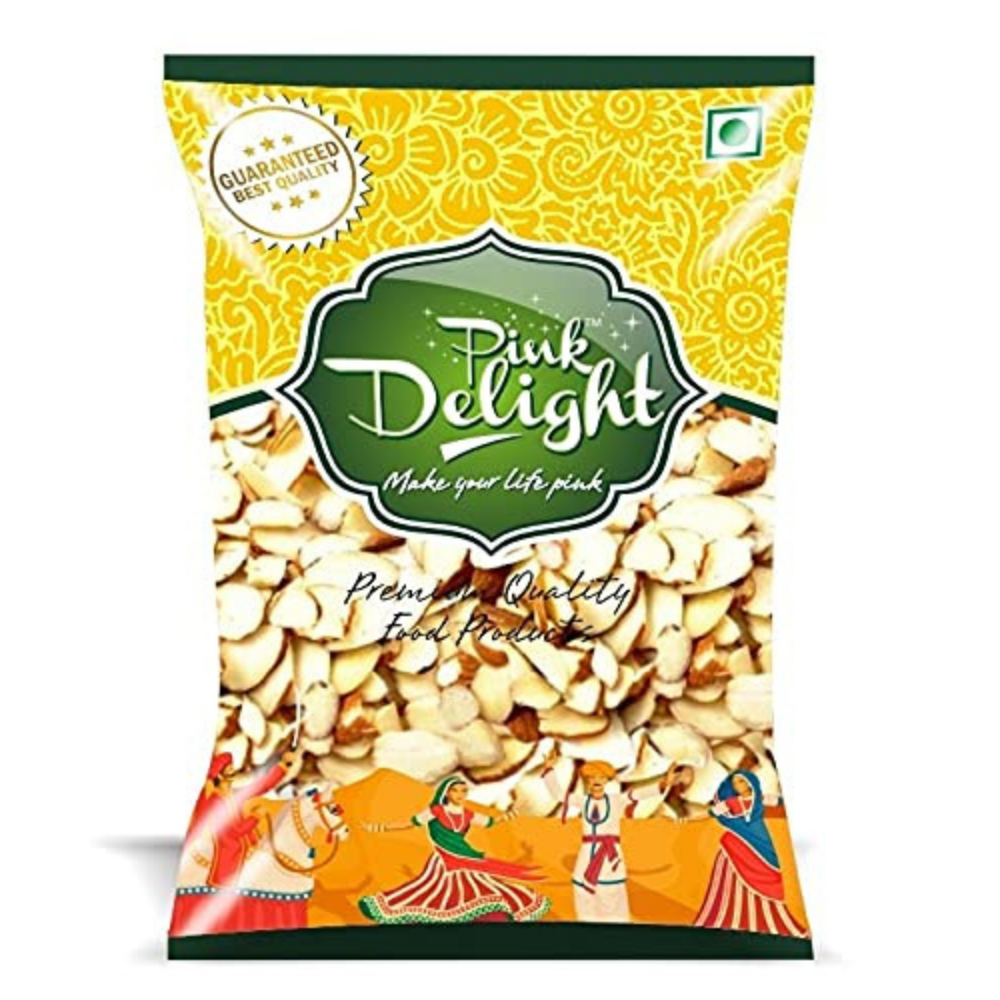 Pink Delight Premium Almonds Flakes | Badam Cut | 100% Naturally Processed | No Artificial Flavour | No Artificial Color | 100 Gm Pack