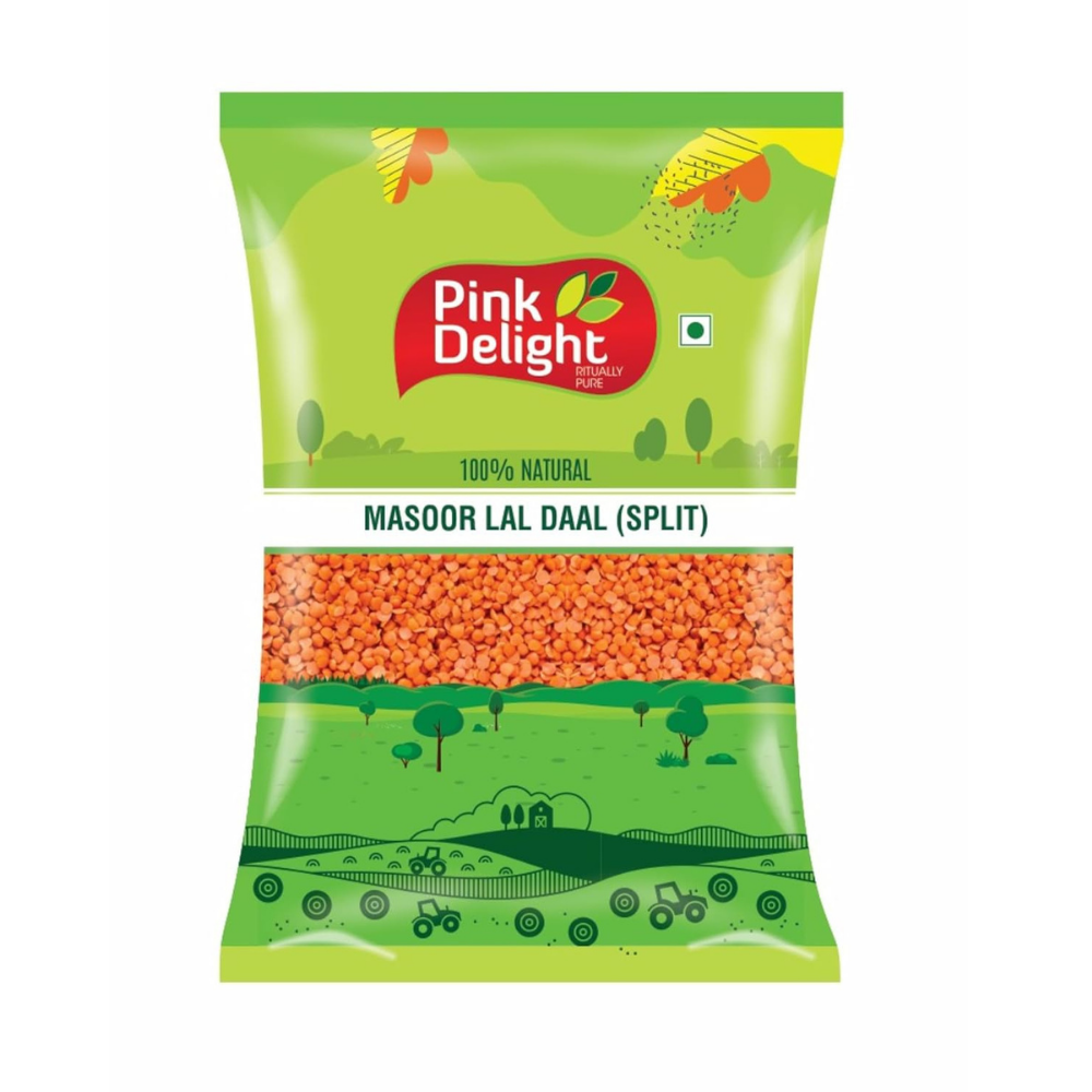 Pink Delight Dry & Unpolished Masoor Lal Daal | Masoor Daal | Lal Masoor Daal | Red Gram Split | 500 Gm Pack