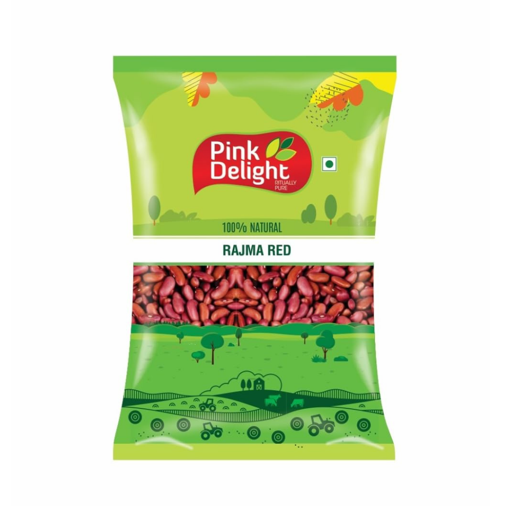 Pink Delight Premium Red Rajma | Big Kidney Beans | 100% Dry and Unpolished | Gluten Free | 500 Gm Pack