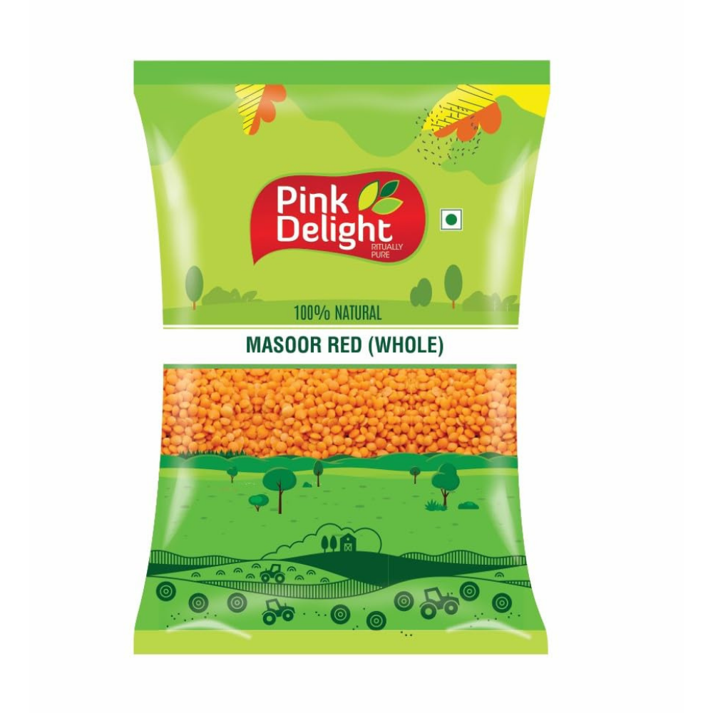 Pink Delight Malka Masoor | Masoor Sabut | Dry & unpolished | Lal Malka Masoor | Red Gram Whole | 1 KG Pack