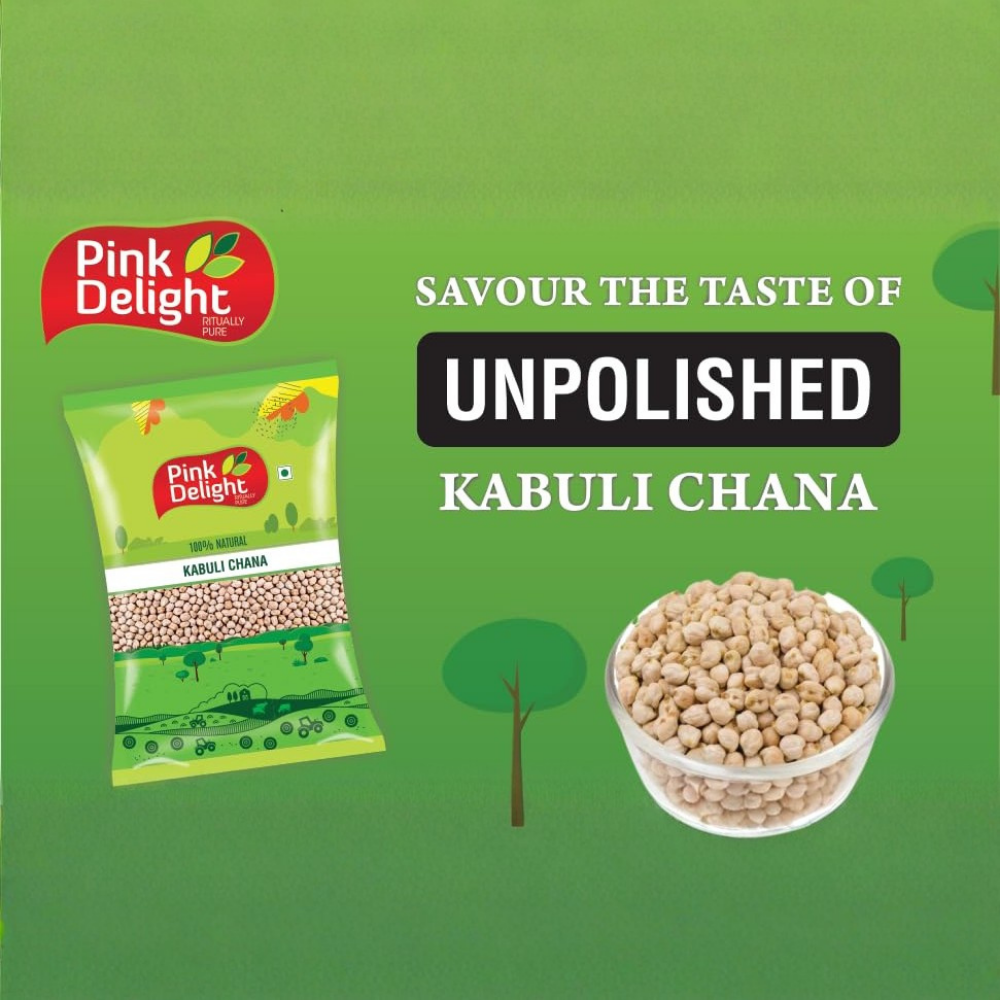 Pink Delight Premium Kabuli Chana | White Chikpeas | Chole | India Cusine | Sortex Cleaned