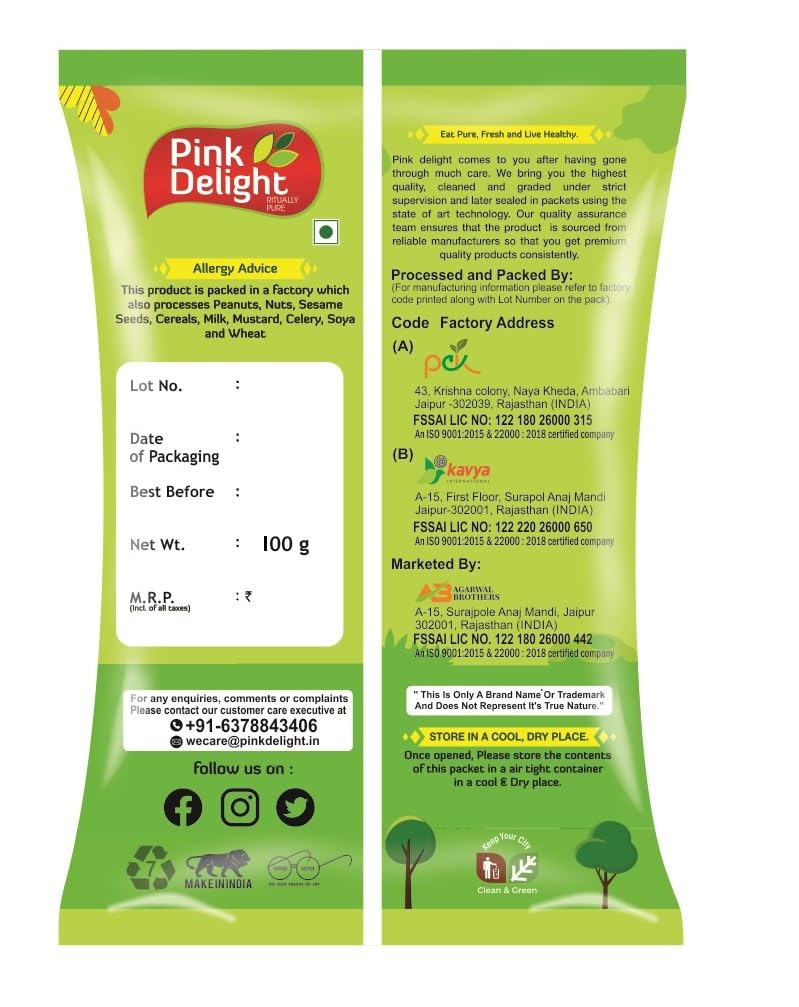 Pink Delight Premium Jumbo Fox Nuts (Phool Makhana) 100g, Lotus Seed Pop/Gorgon Nut Puffed Kernels, Healthy Snack Low Calorie Gluten Free and Vegan
