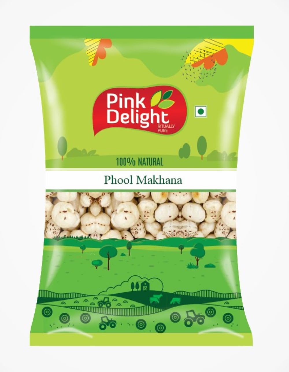 Pink Delight Premium Jumbo Fox Nuts (Phool Makhana) 100g, Lotus Seed Pop/Gorgon Nut Puffed Kernels, Healthy Snack Low Calorie Gluten Free and Vegan