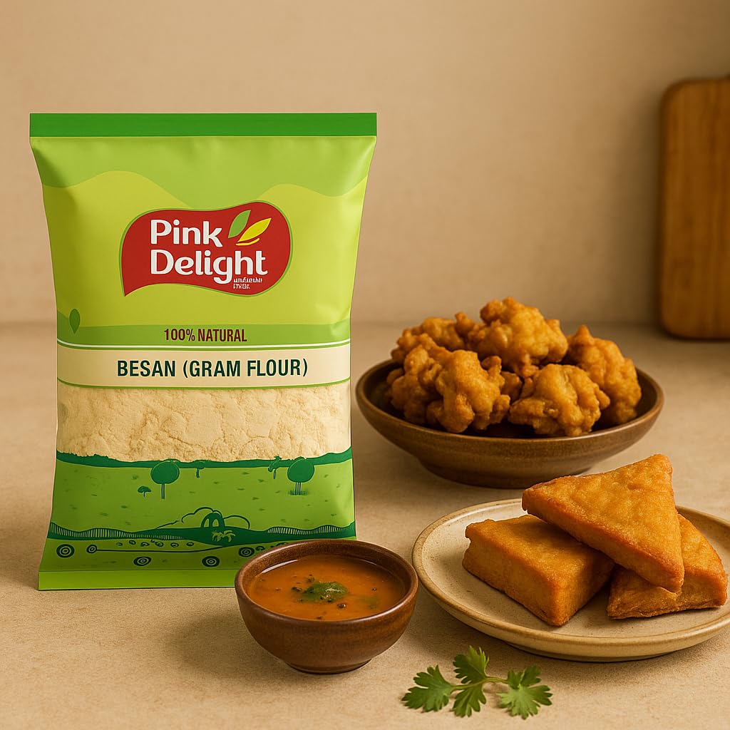 Pink Delight Premium Chana Daal Besan (Gram Flour) | 100% Chana Daal Used | No Artificial Color | No Artificial Flavor | No Preservatives | 100% Unpolished Daal Used | 1 Kg Pack