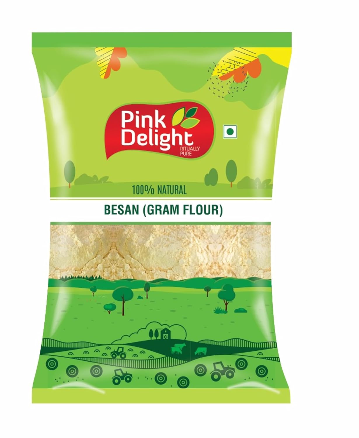 Pink Delight Premium Chana Daal Besan (Gram Flour) | 100% Chana Daal Used | No Artificial Color | No Artificial Flavor | No Preservatives | 100% Unpolished Daal Used | 1 Kg Pack