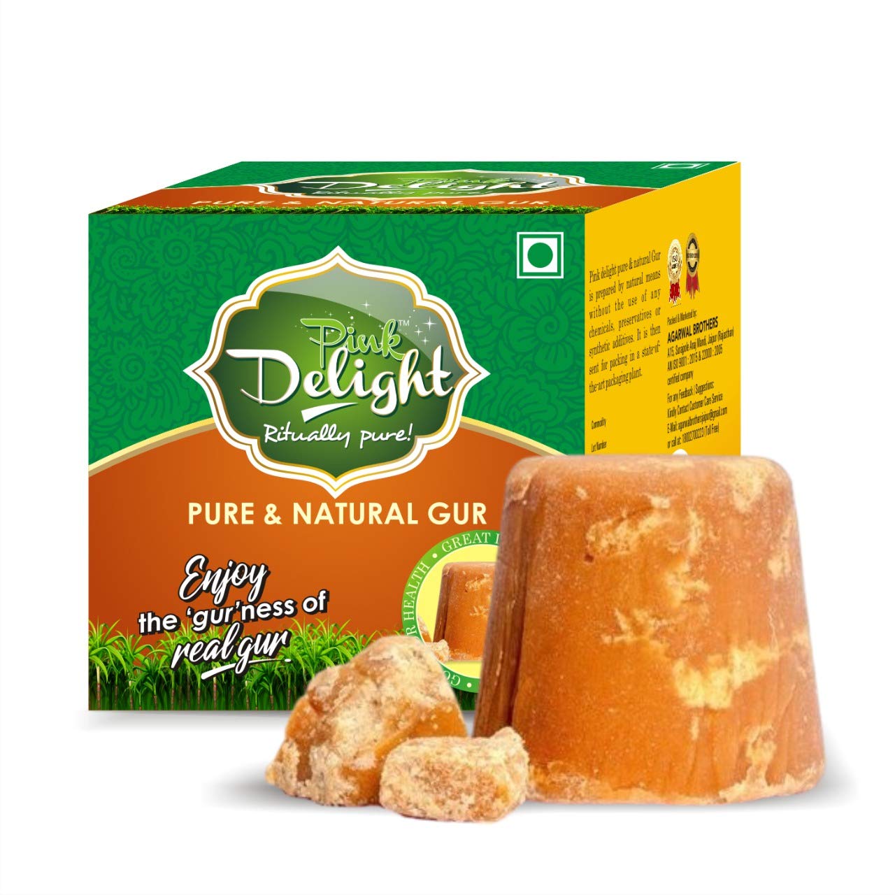 Pink Delight 100% Chemical Free Gur (Jaggery) | Dark Brown | 900 GM